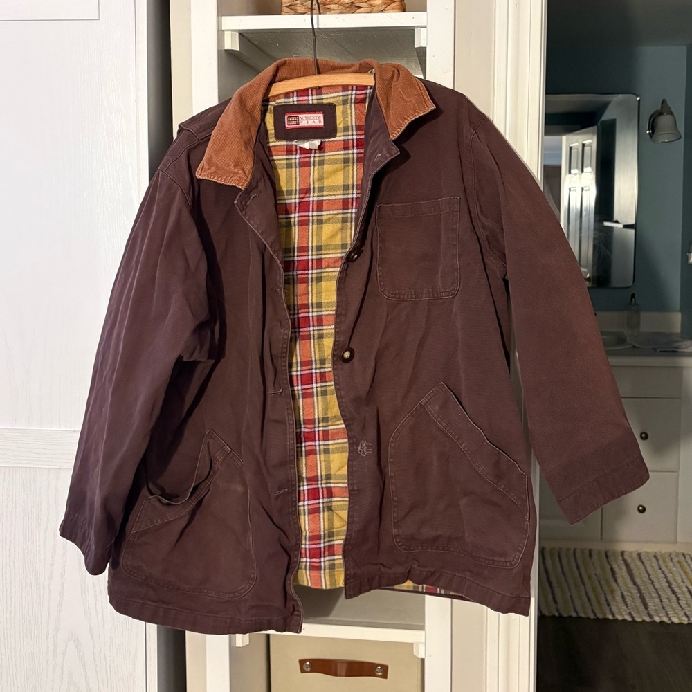 Faded Glory Men's Brown Jacket with Plaid Interior